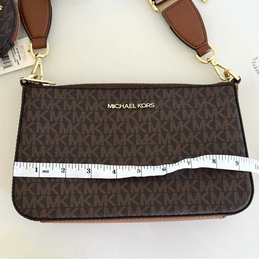 NWT! Michael Kors Jet Set Logo Crossbody Bag, Brown